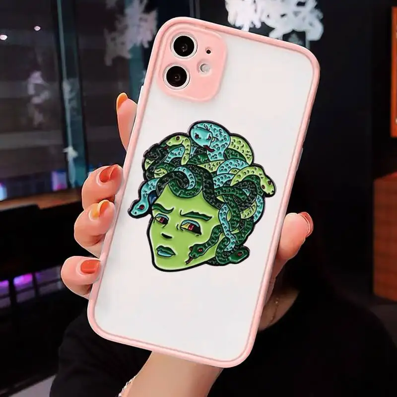 

Snake head of horror art Phone Case Matte Transparent for iPhone 7 8 11 12 s mini pro X XS XR MAX Plus cover funda