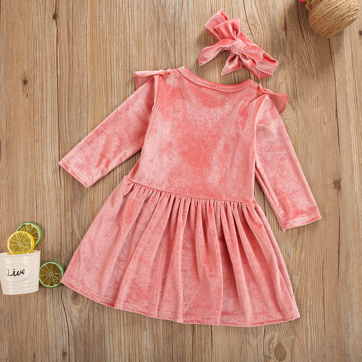 2019 одежда для малышей сезон весна-осень бархатное платье маленьких девочек