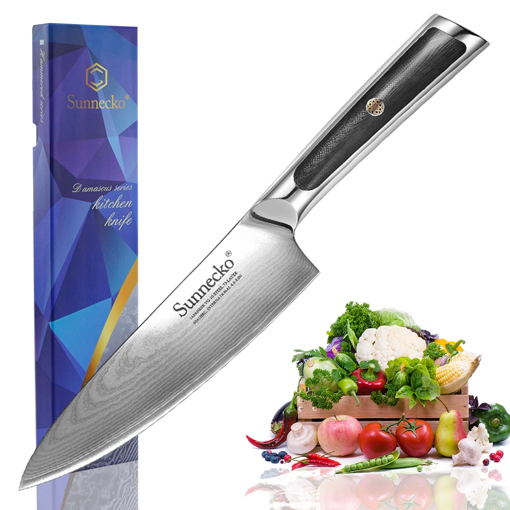 

Sunnecko Professional 6.5" Damascus Knife Restaurant Kitchen Chef's Knives Japanese VG10 Core Steel Razor Sharp Blade G10 Handle
