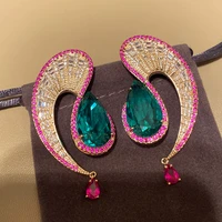 bilincolor waterdrop green crystal insert zircon stylish earrings for women wedding party for gift