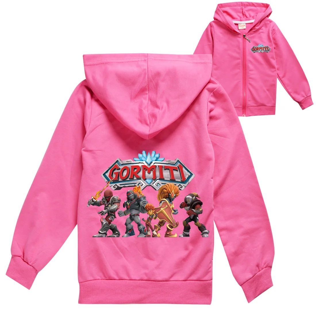 

2021 Spring Fall Clothes for Toddler Girls Jacket with Zipper Kids Game Gormiti Hoodie Boys Sweatshirts Graphic Costume Sweater