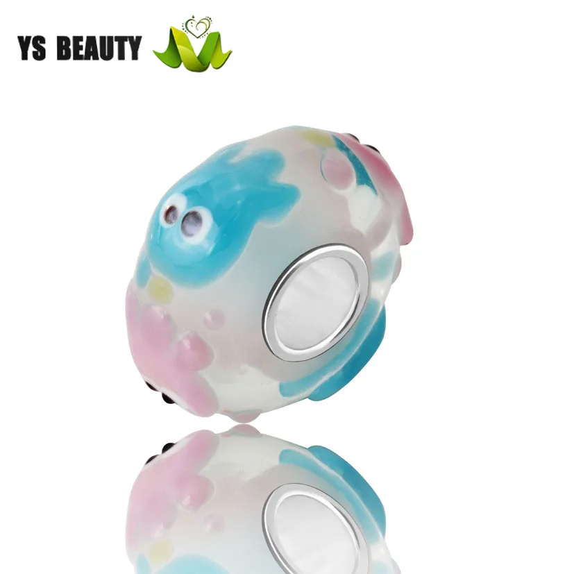 Lampwork hand-painted bear glass beads new design silver core large hole suitable for girls diy sterling bracelet | Украшения и
