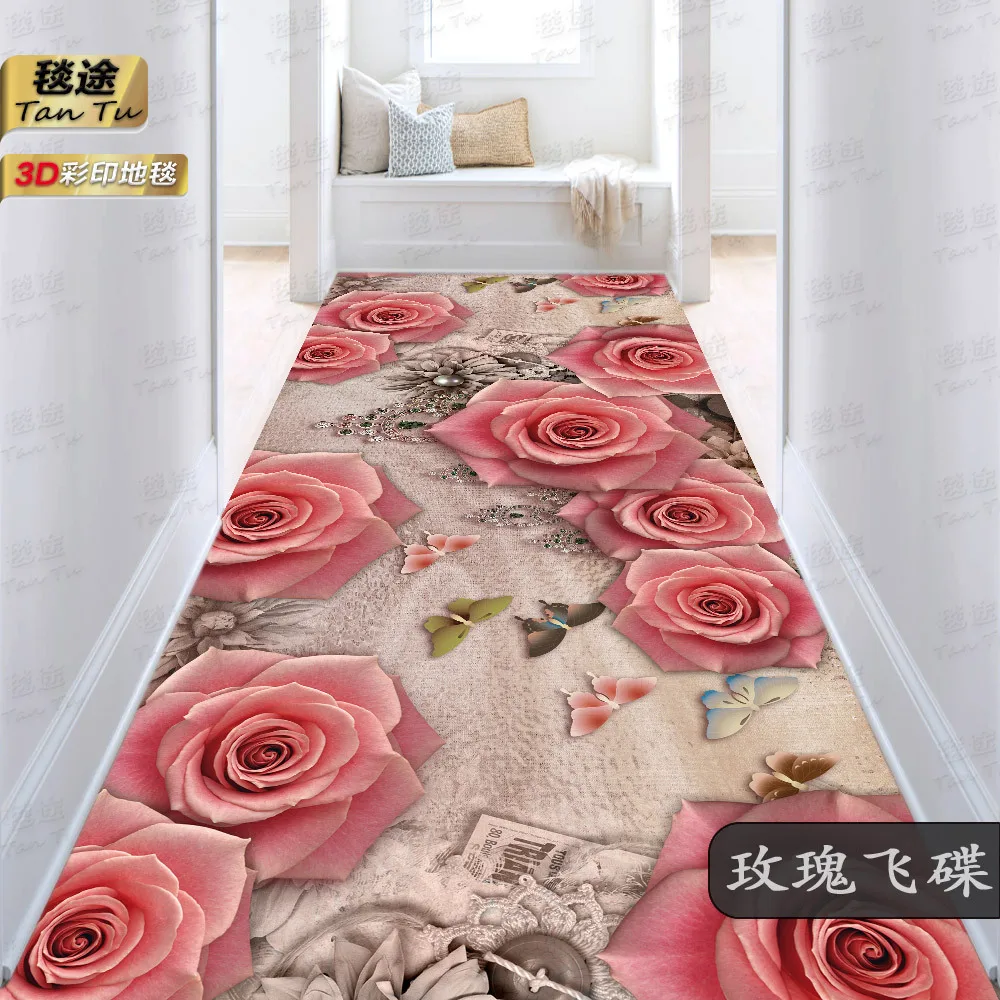 

Tapis d'impression Rose 3D pour salon, chambre à coucher, cuisine, couloir familial, couloir d'hôtel, décoration de sol