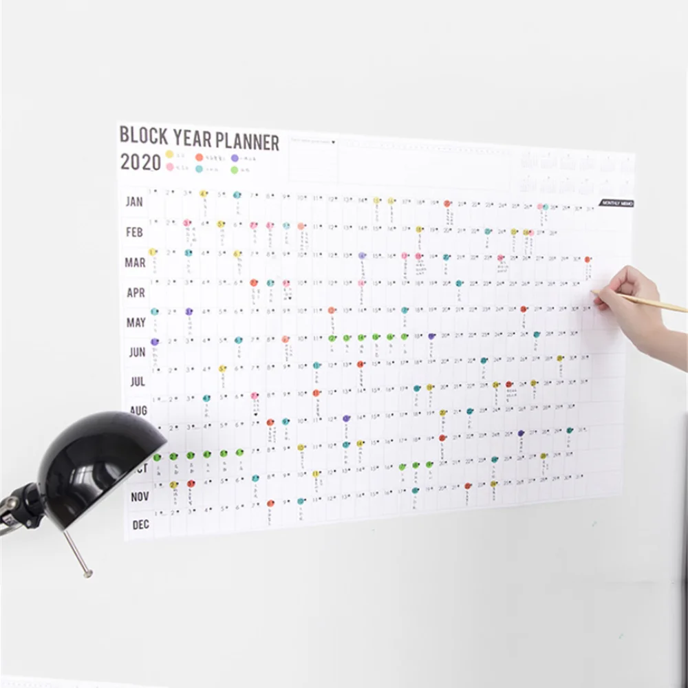 

2021 2022 Yearly Calendar Wall Calendar Planner Annual Agenda Schedule Daily with Sticker Dots Kawaii Stationery Office Supplies