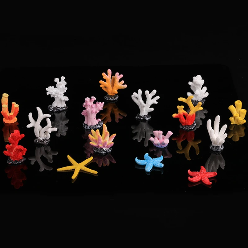 Цветные аквариумные украшения из смолы кораллового цвета мини Искусственные