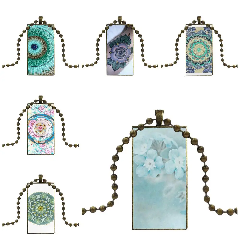 Для женщин ювелирные изделия пастельный мятный синий цветочный Мандала