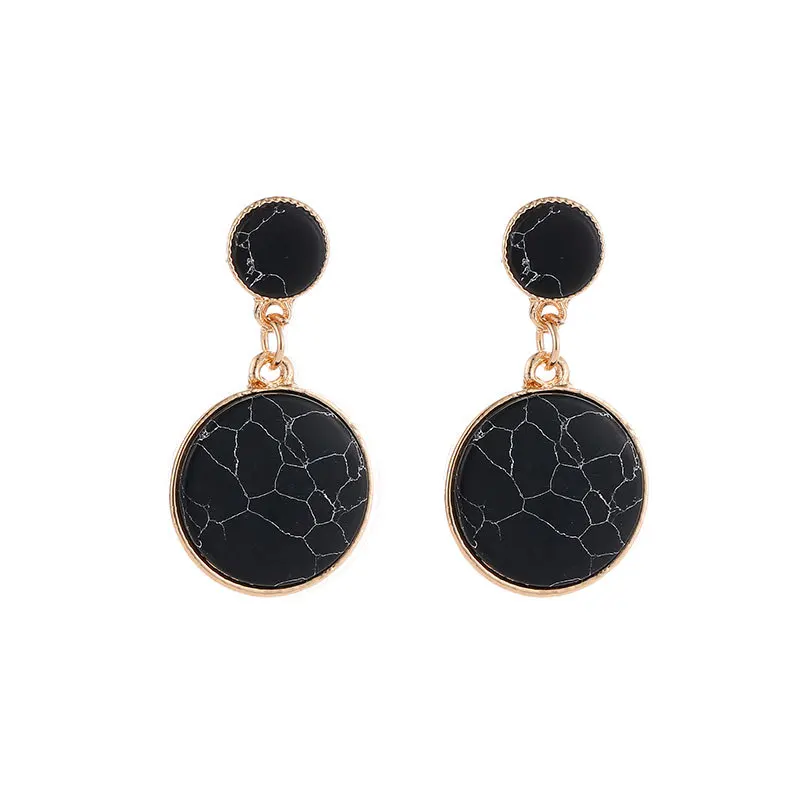

New Arrival Temperament Geometric Earring White Pine Stone Black Flower Stone Pattern Christmas Earrings