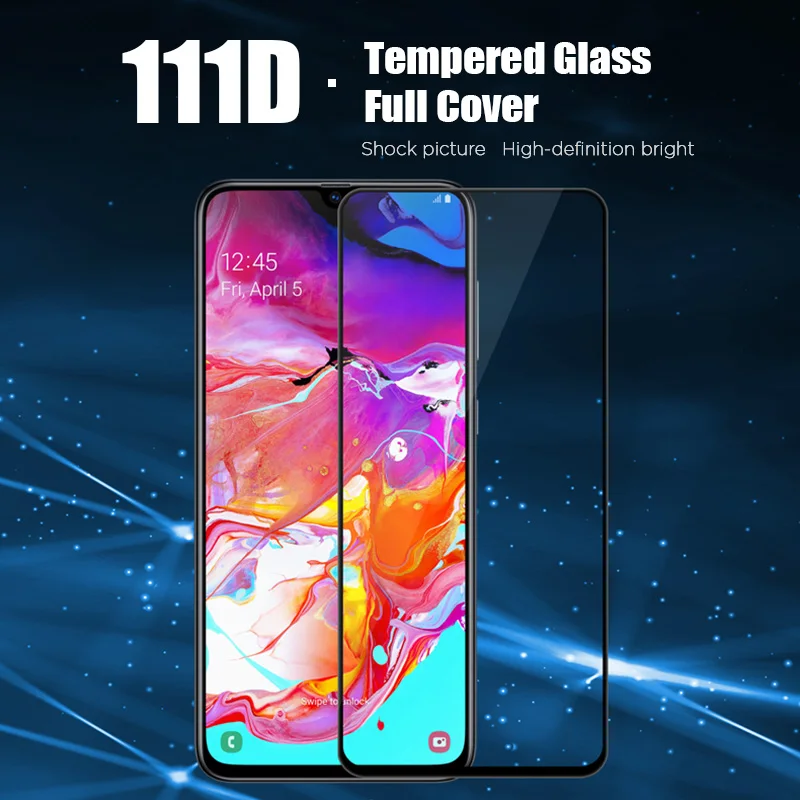 Твердое закаленное стекло на Samsung A6 A7 A8 Plus 111D полное покрытие Защитная пленка для