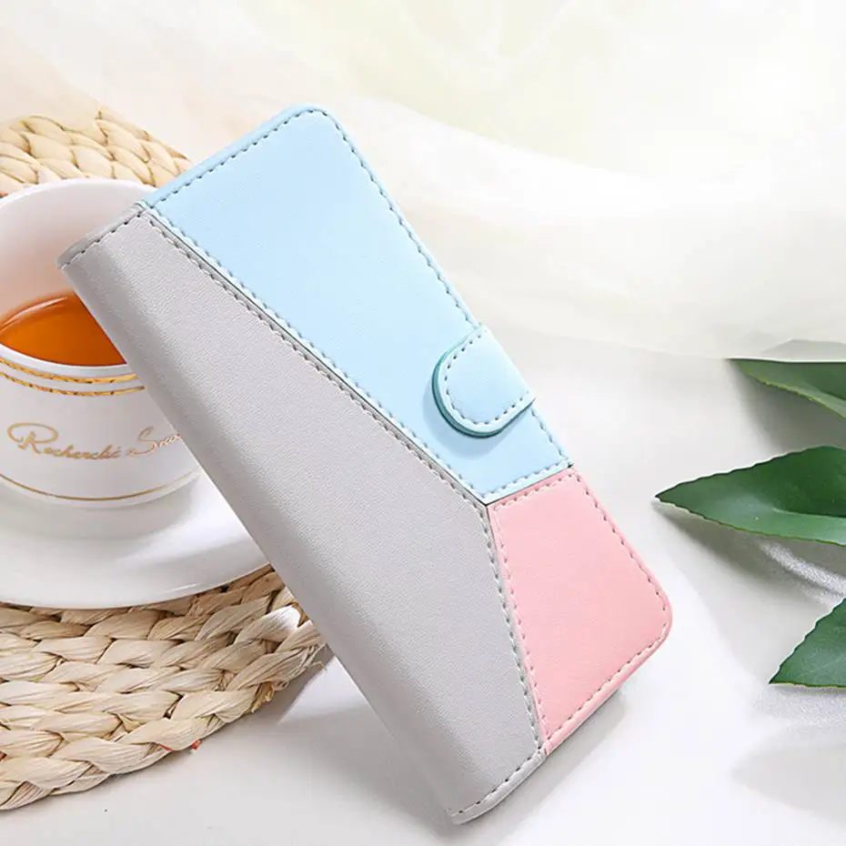 Mixed Colors Leather Flip Case For Moto G7 Plus Power Wallet Capa Motorola E5 Play Go Phone Coque | Мобильные телефоны и