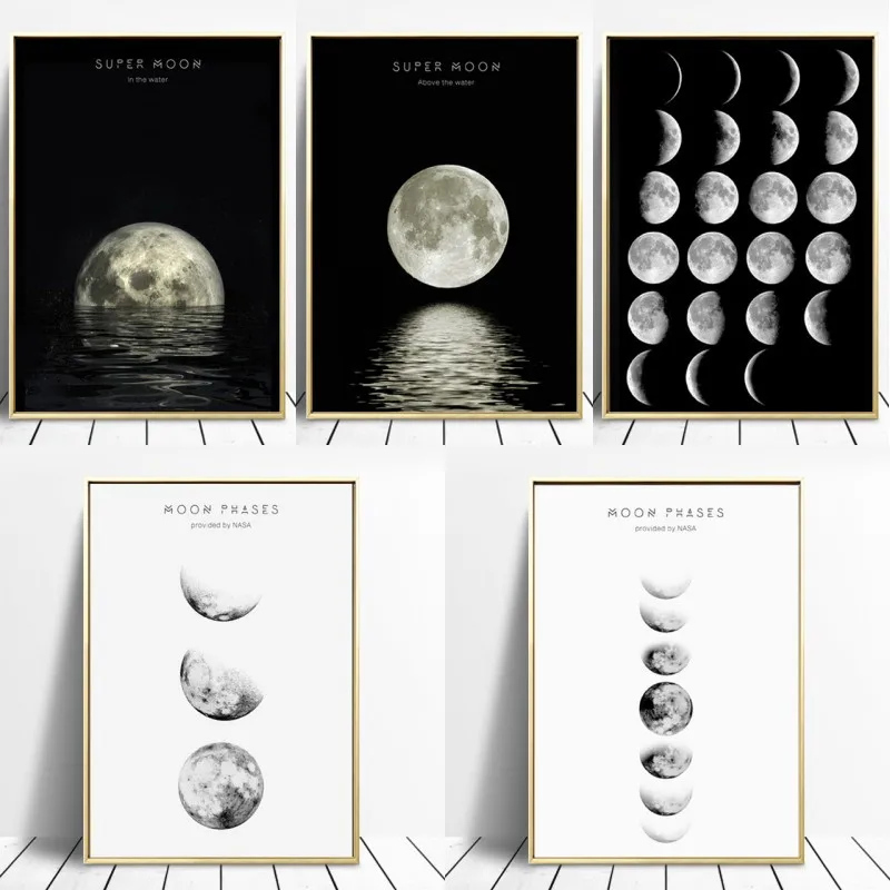 

Minimalist Luna Wall Art Moon Phase Canvas Posters and Prints Abstract Painting Nordic Decoration Pictures Modern Home Decor