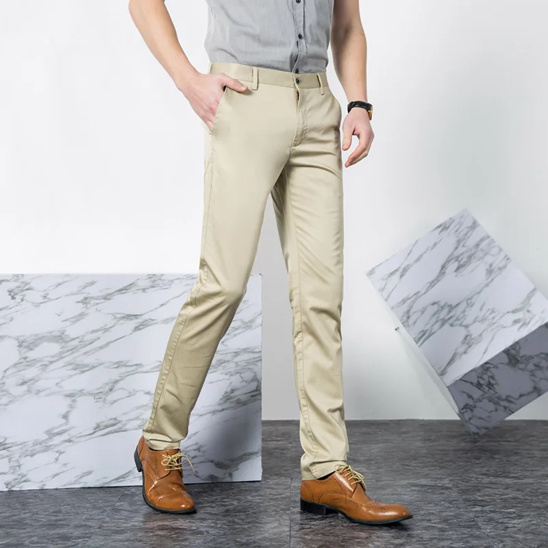 Брюки мужские повседневные деловые модные облегающие Стрейчевые штаны длинные