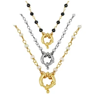women%e2%80%99s necklaces fashion retro multi color rosary beaded chain necklace goldsilver color round clasp pendants bohemian jewelry
