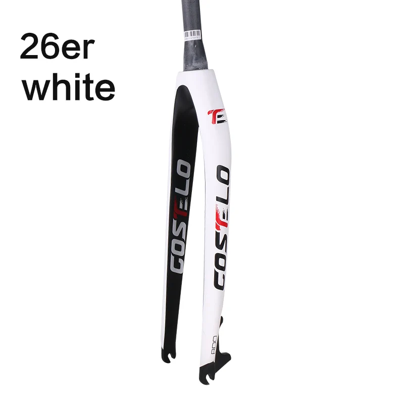 26er white Costelo углеродная вилка mtb 26/27,5/29er 650B для горных велосипедов жесткая вилка для велосипедных частей велосипеда передняя дисковая вилка rock shox - Цвет: 26er white