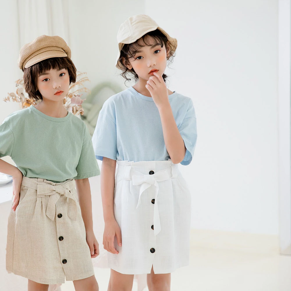 Летние юбки для девочек на пуговицах Детские повседневные школьная одежда 13 7 9 11