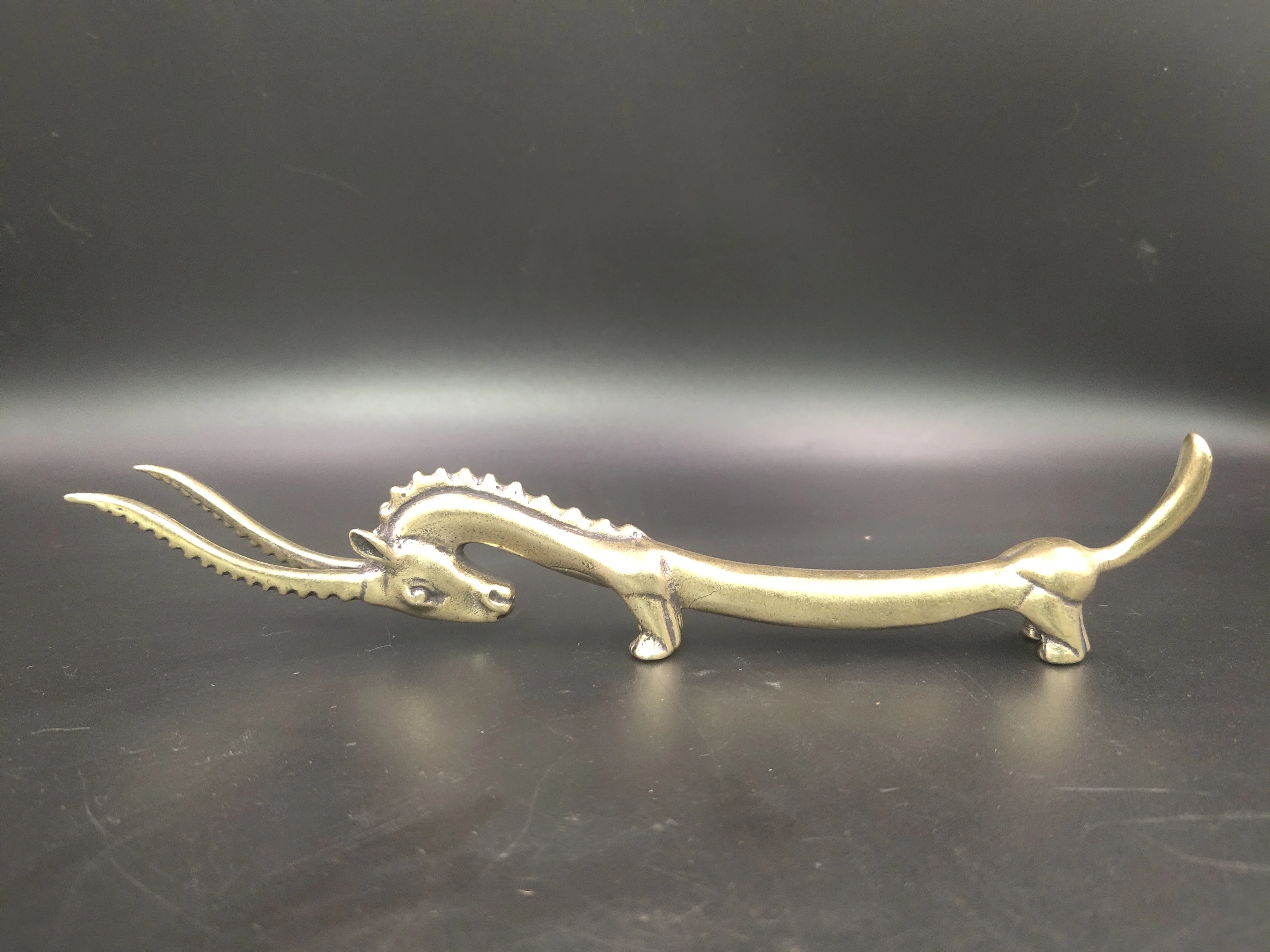 

Antique bronze furnishings goat pot, fork and pen holder