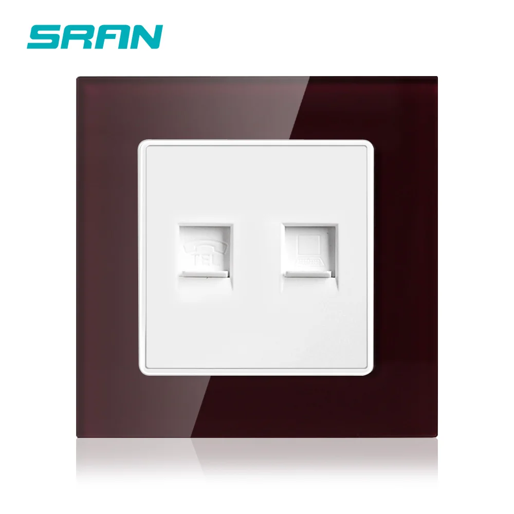 Настенная розетка SRAN для телефона и Интернета CAT5 Data RJ45 с RJ11 86 мм * панель из