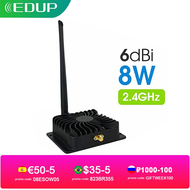 

EDUP Wifi Amplifier 2.4GHz 8W Wifi Power Signal Repeater Router Range Extend Booster 6dBi Wireless Antenna Adapter 802.11b/g/n