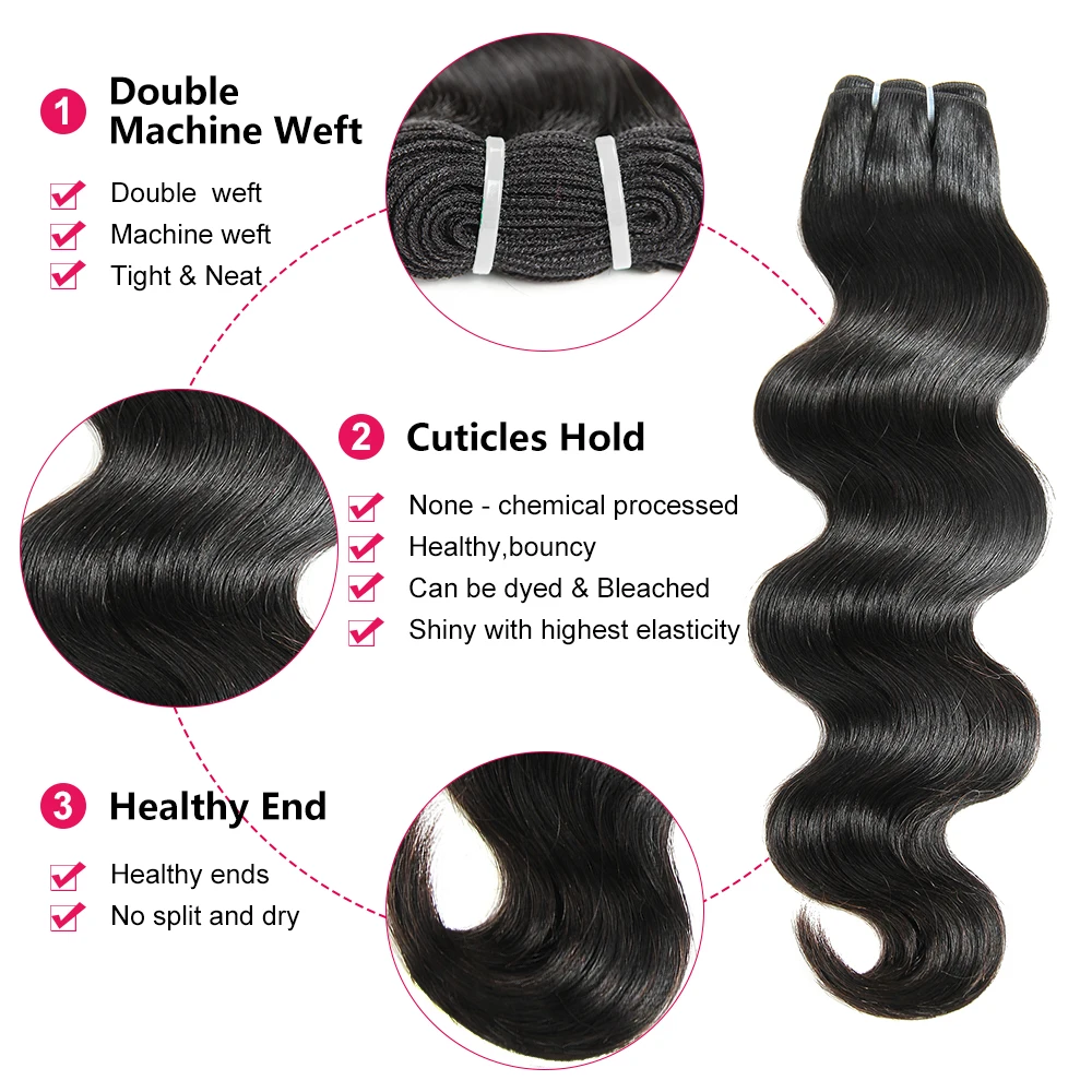 Натуральные перуанские волнистые волосы PEERLESS 3 пряди натуральный цвет 100%