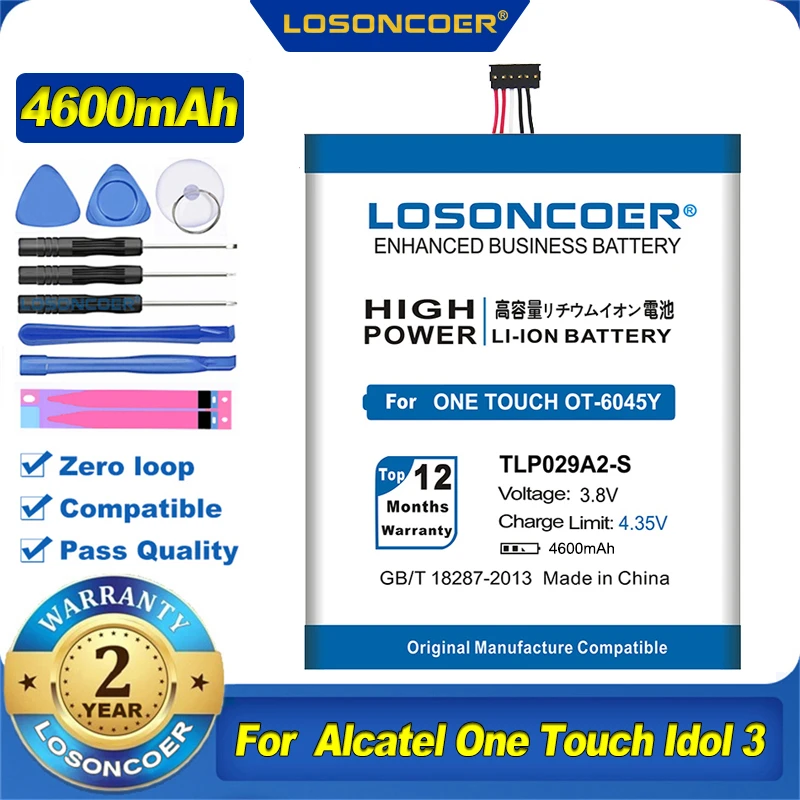 LOSONCOER 4600 мА/ч TLP029A2 S TLp029A2 для Alcatel One Touch Idol 3 Батарея I806 TLp029AJ Pop 5 &quotOT 5025 6045K OT 5025D