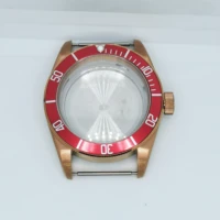 41mm sapphire glass aluminum bezel watch parts brown case suitable fit nh35 nh36 automatic movement