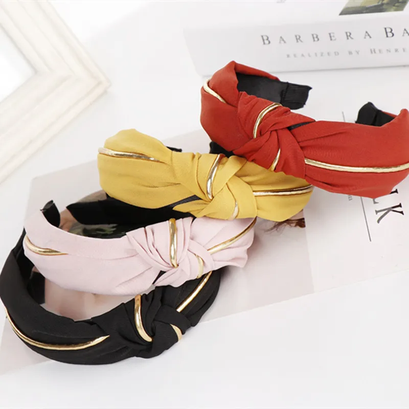 

Ободок Однотонный женский, модный аксессуар для волос с завязками, широкий нескользящий ободок в Корейском стиле