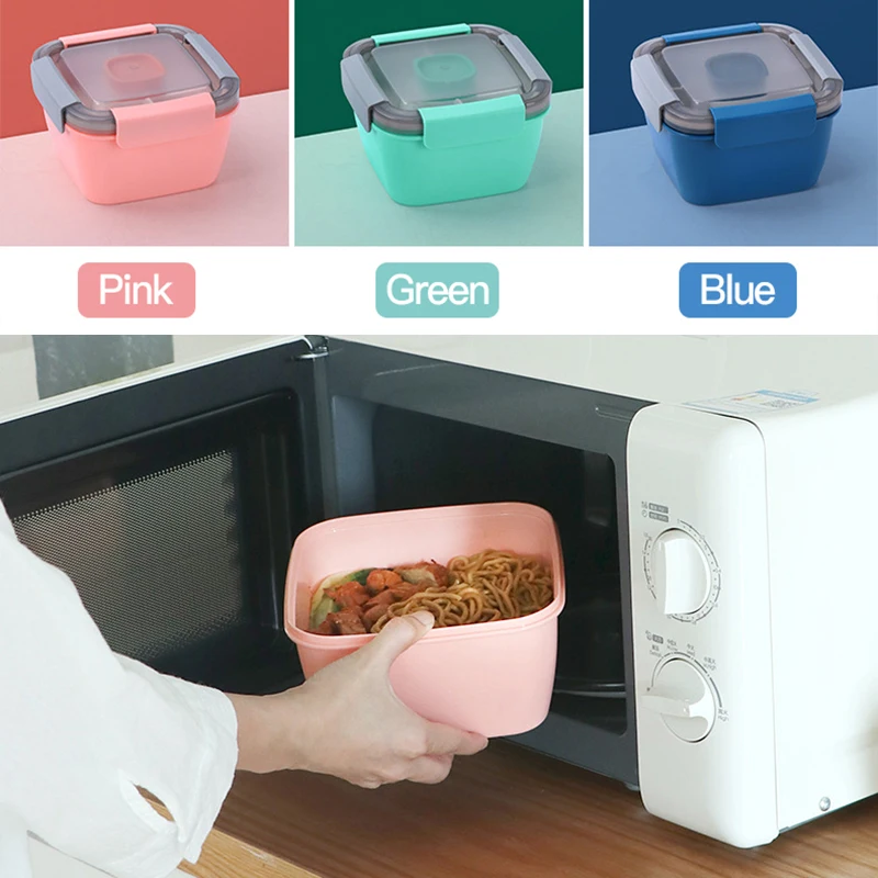 

Salad Bowl Lunch Container 2 Layer Fresh Vegetable Storage Box Food Grade Healthy Salad Container Box With Spoon