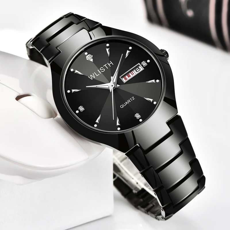 

WLITH Brand Men's Business Watch Authentic Fashion All-steel Waterproof Watch Calendar Week Simple Ladies Watch Reloj de mujer