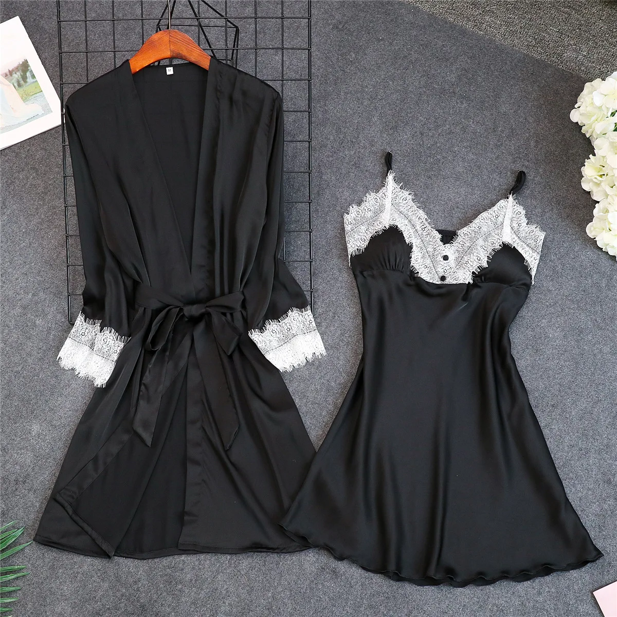 Сексуальный серый халат из 2 предметов костюм с ремнями топ кимоно комплекты для