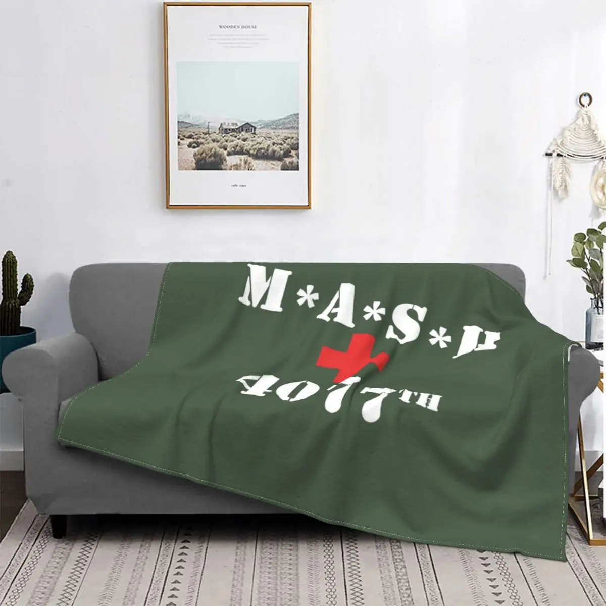 

Mash 4077th Blankets Flannel Decoration ArmyGreen 4077 Us Army Medic Ultra-Soft Throw Blankets for Bed Office Bedding Throws
