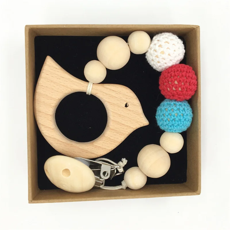 Детский деревянный Прорезыватель для зубов экологически чистый зажим соски