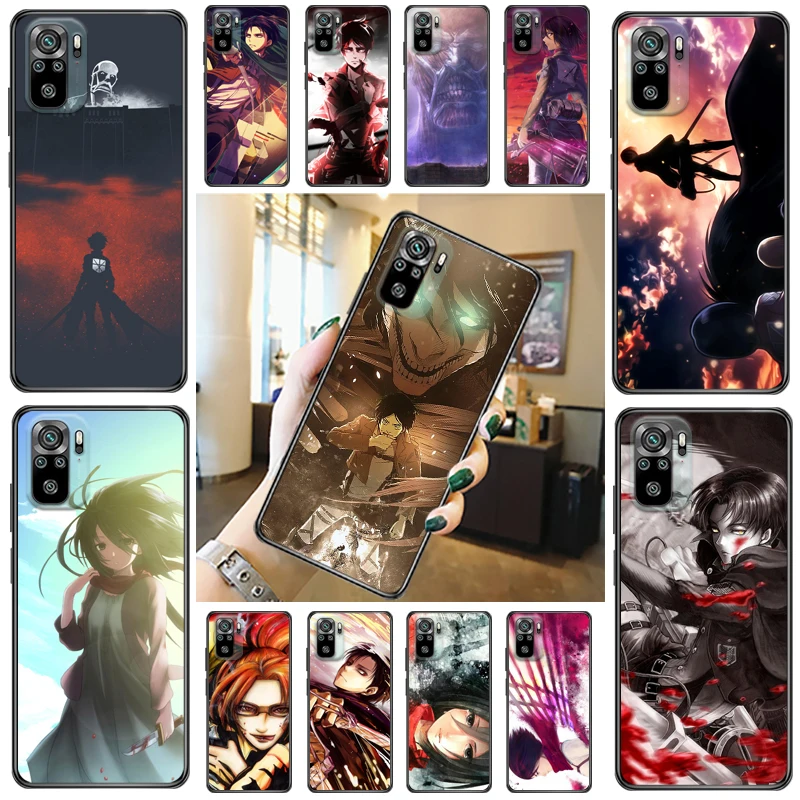 

Attack On Titan Armin Arlert Levi Eren Jager Mikasa Ackerman Phone Case For Xiaomi Redmi Note 10 Pro 10T 5G 10S Back Cover