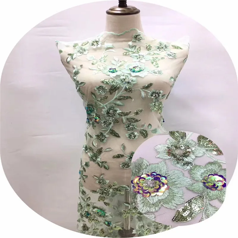 Французский нигерийский sequins sequence 3d африканский тюль сетка вуаль кружевная ткань высокого качества для вечеринки свадебное платье 5 ярдов/партия