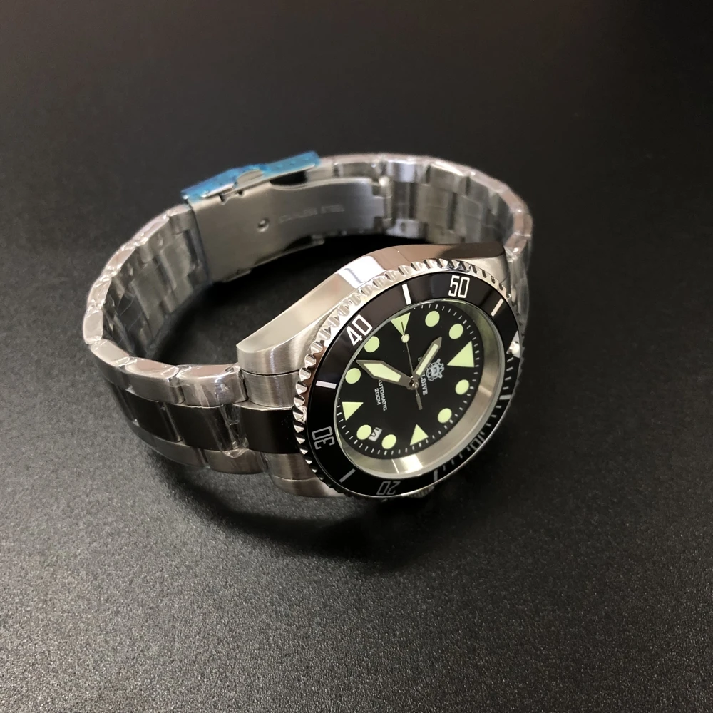 Стальные 8215 механические часы STEELDIVE с алюминиевым ободком и минеральным