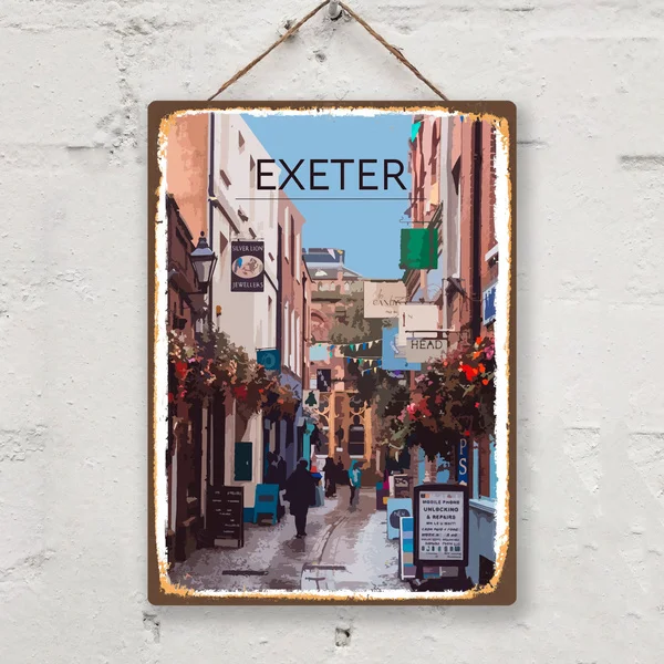 

Exeter Metal Tin Sign Vintage Retro Style Metal Sign Home Room Decor Wall Decor Travel Poster