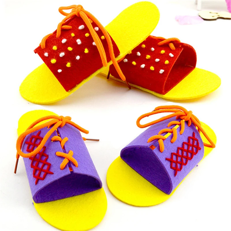 Детские игрушки обучающая и игрушка Монтессори обувь для малышей на шнуровке