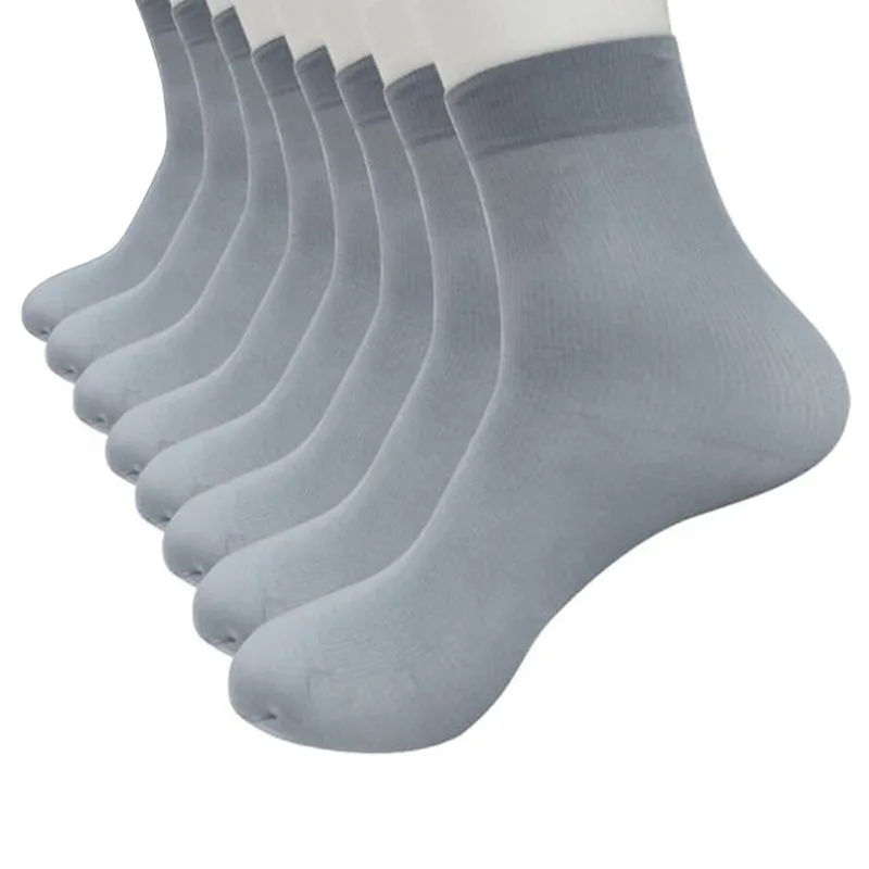 

10 Pairs Unisex Socks Men Women Bamboo Fiber Ultra-thin Elastic Silky Short Silk Stockings White Black Breathable Cotton Socks