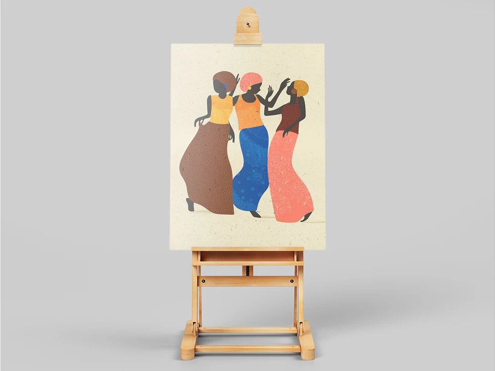 Африканские танцевальные женщины Минималистичная этно-настенная