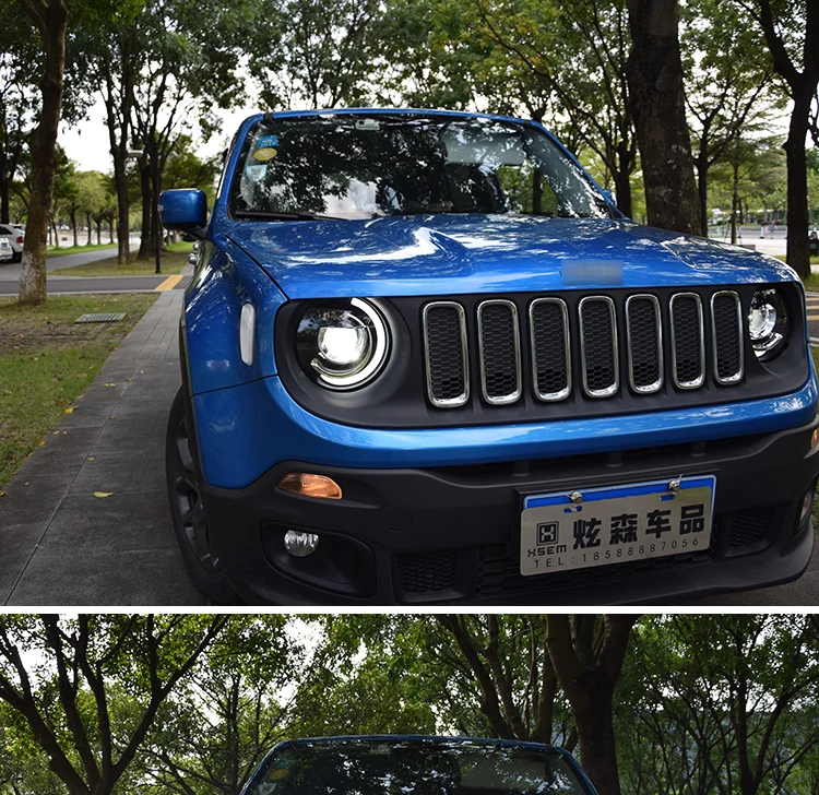 Автомобильный Стайлинг фар для Jeep Renegade- светодиодные фары DRL ходовые огни биксеноновый луч ангельские глазки Авто фара