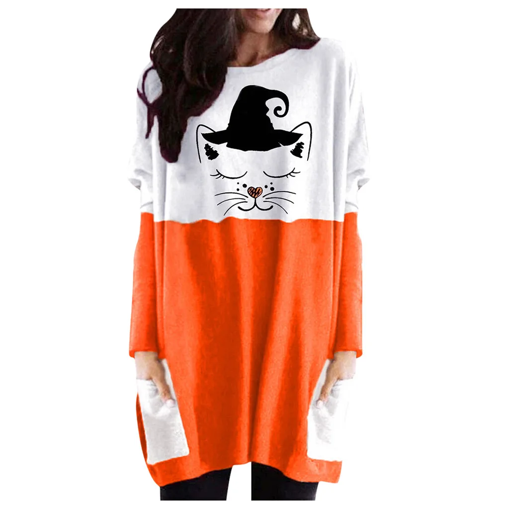 Свитшот женский с надписью И котом свитшот длинным рукавом принтом на Хэллоуин