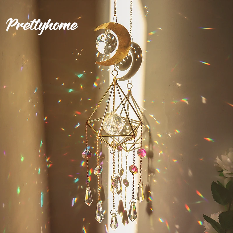 

Crystals Big Wind Chime Prism Sun Catchers Handmade Garden Hanging Pendant Ornament Window Curtain Home Decoration Dream Catcher