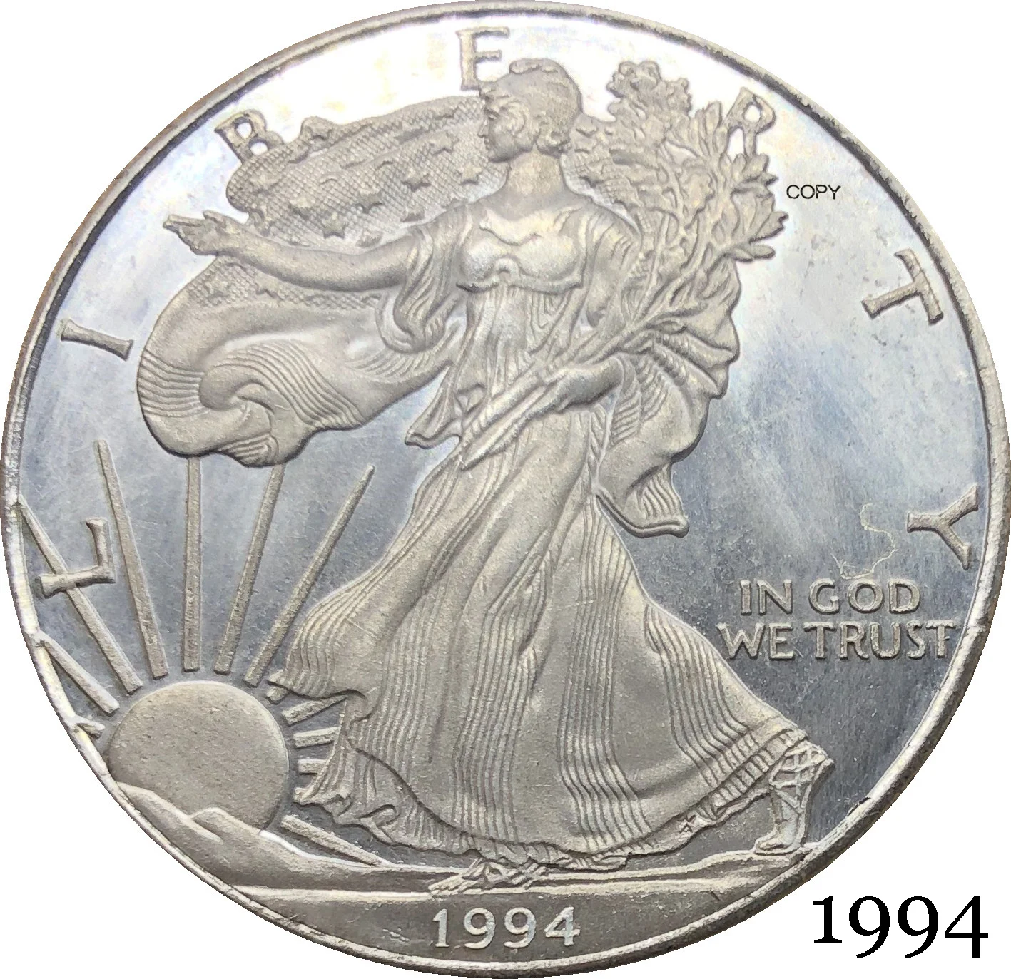 

Соединенные Штаты Америки 1994 в God We Trust 1 OZ Изящные серебряные слитки орлы один доллар Посеребренная копия памятная монета