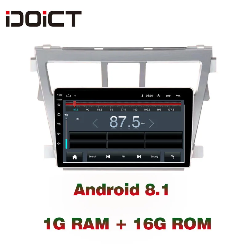 IDOICT Android 8 1 автомобильный DVD плеер GPS навигация Мультимедиа для Toyota Vios Yaris радио