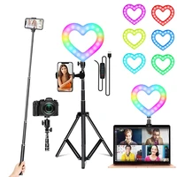 led selfie ring light rgb dimmable phone camera lighting photography ring lamp with tripod for makeup video live aros de luz