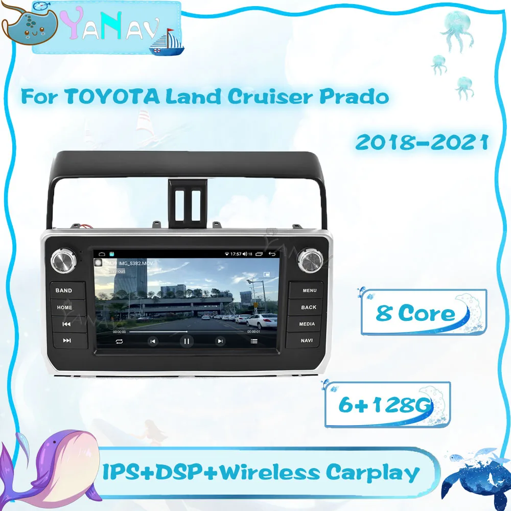 

Android для TOYOTA Land Cruiser Prado 2018-2021, автомобильное радио, головное устройство Carplay, Автомобильное видео, GPS-навигация, магнитофон, mp3-плеер