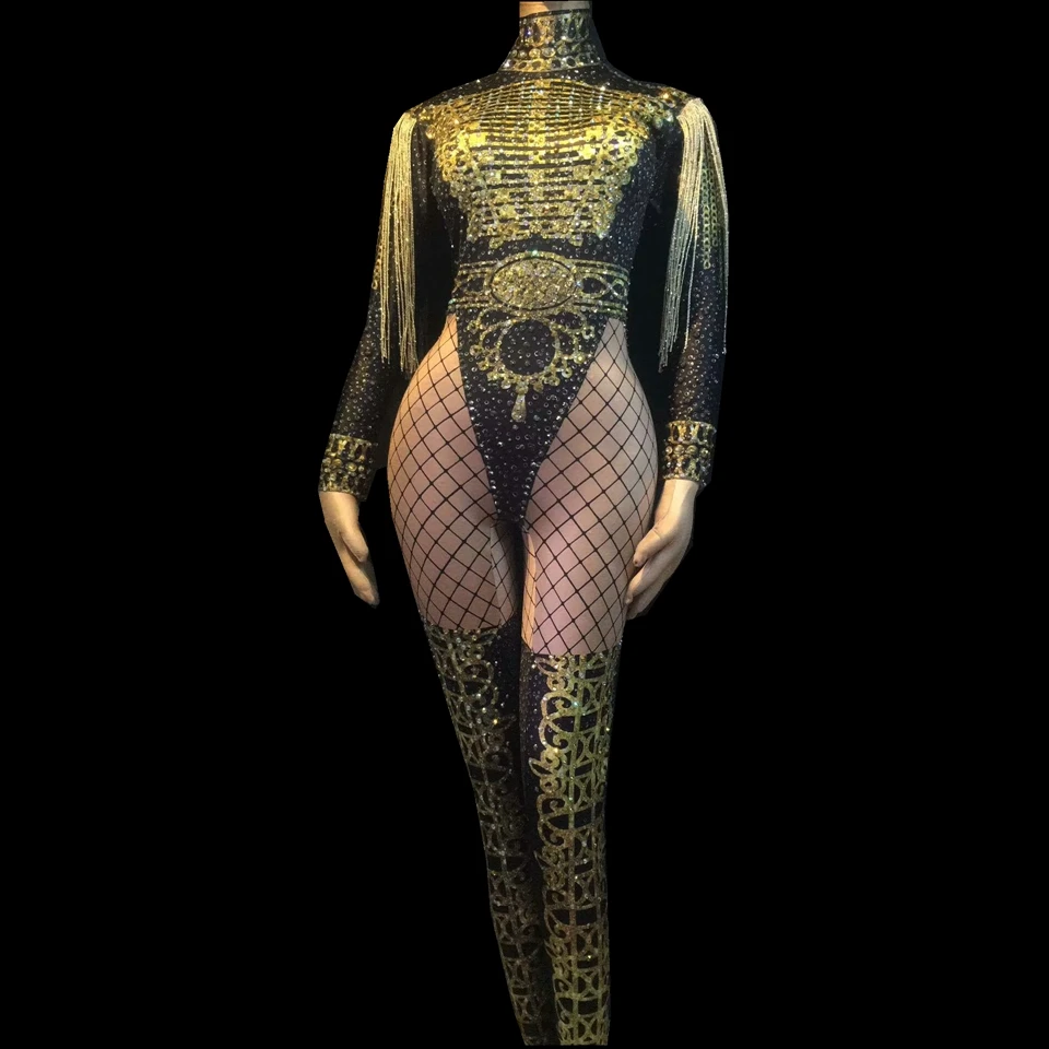 Женский спортивный костюм с золотыми кисточками и стразами | Тематическая одежда