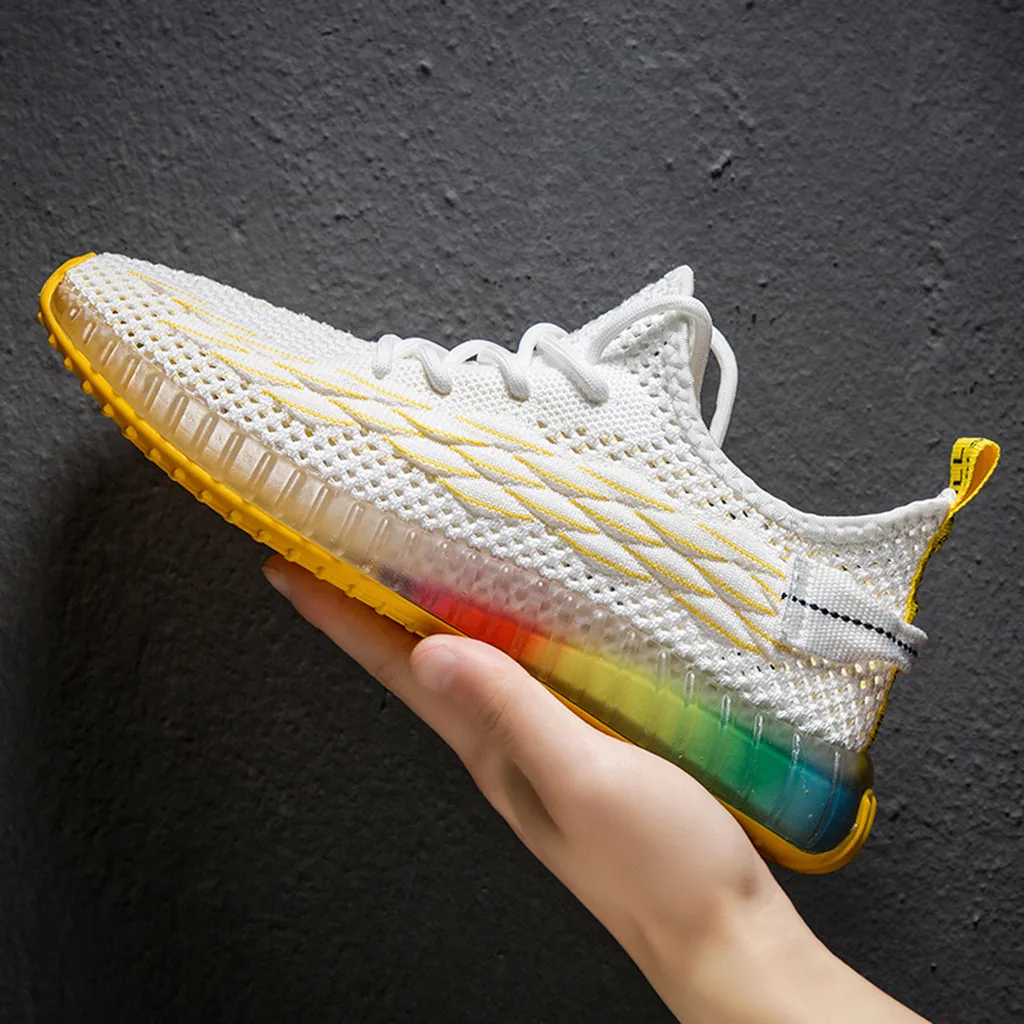 Женская обувь с радужной подошвой Кроссовки на плоской подошве вырезами в виде