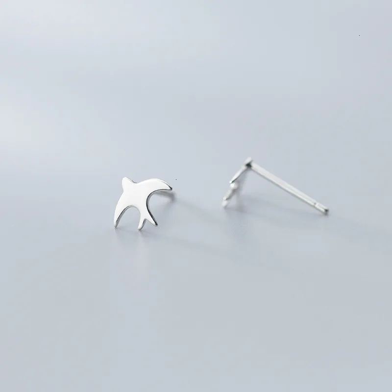 100% однотонные серьги из серебра 925 пробы модные глазурованные гвоздики с птицами