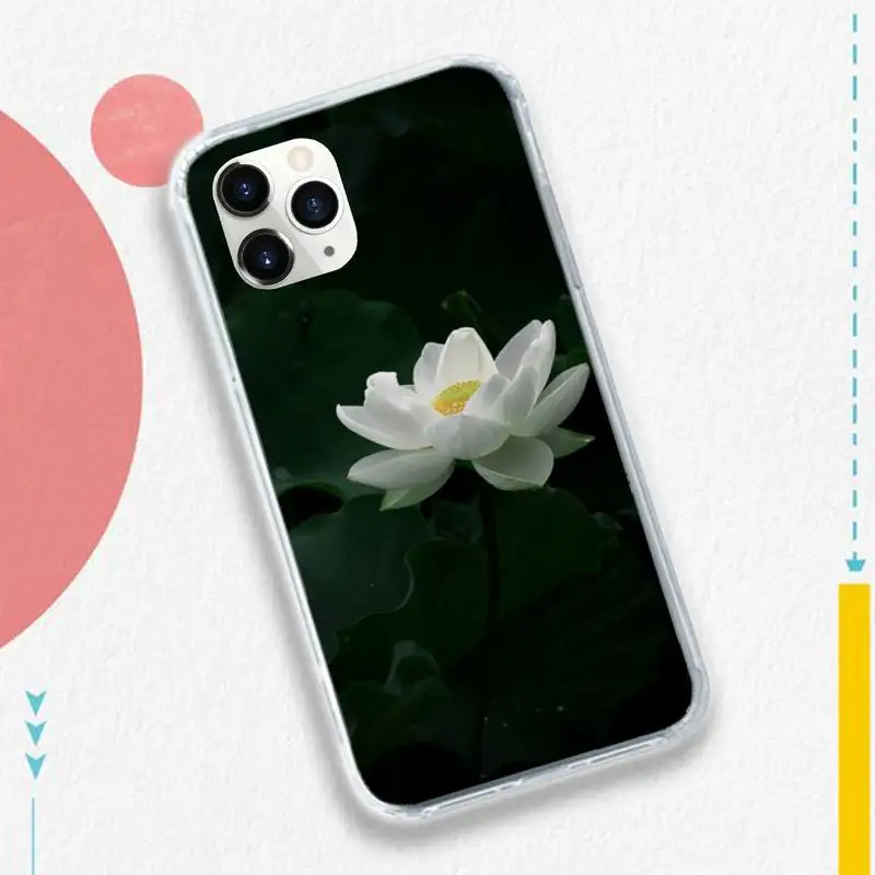 

Simple style beautiful lotus Phone Case for iPhone 11 12 pro XS MAX 8 7 6 6S Plus X 5S SE 2020 XR
