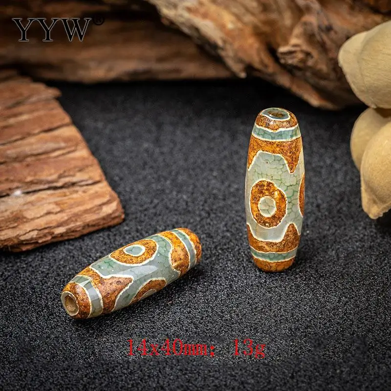 2 шт. 40 мм старинный зеленый камень из натурального тибетского дзи Бусы камня