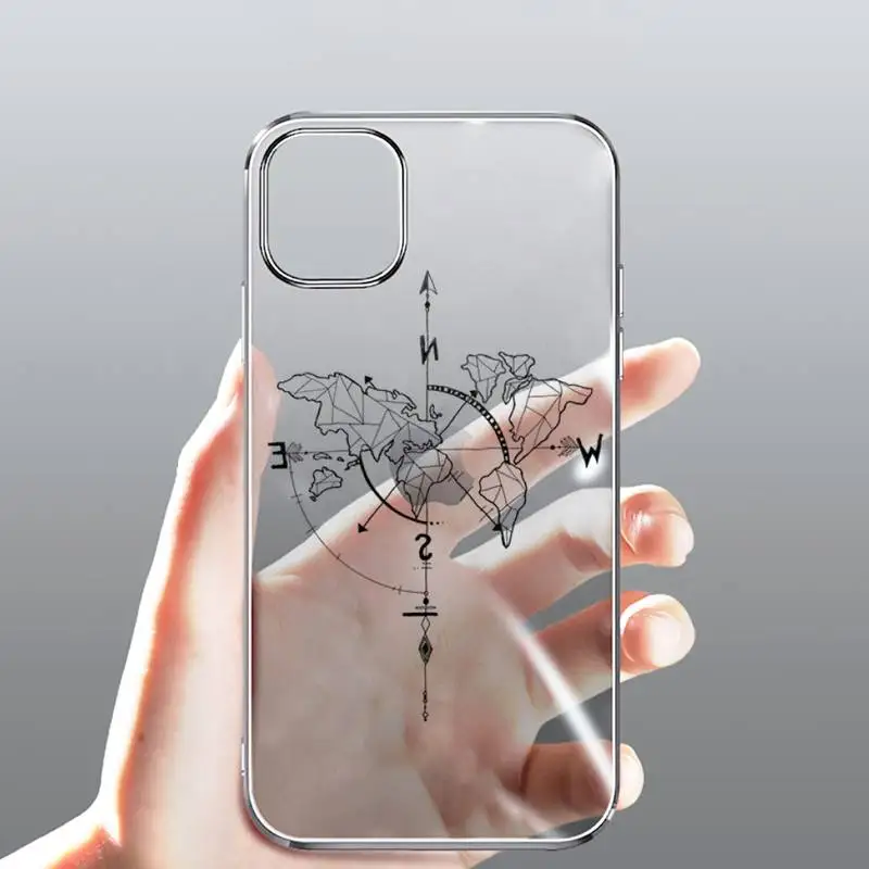 

travel Airplane world map abstract Phone Case Transparent for iPhone case 11 12 mini pro XS MAX 8 7 6 6S Plus X 5S SE 2020 XR
